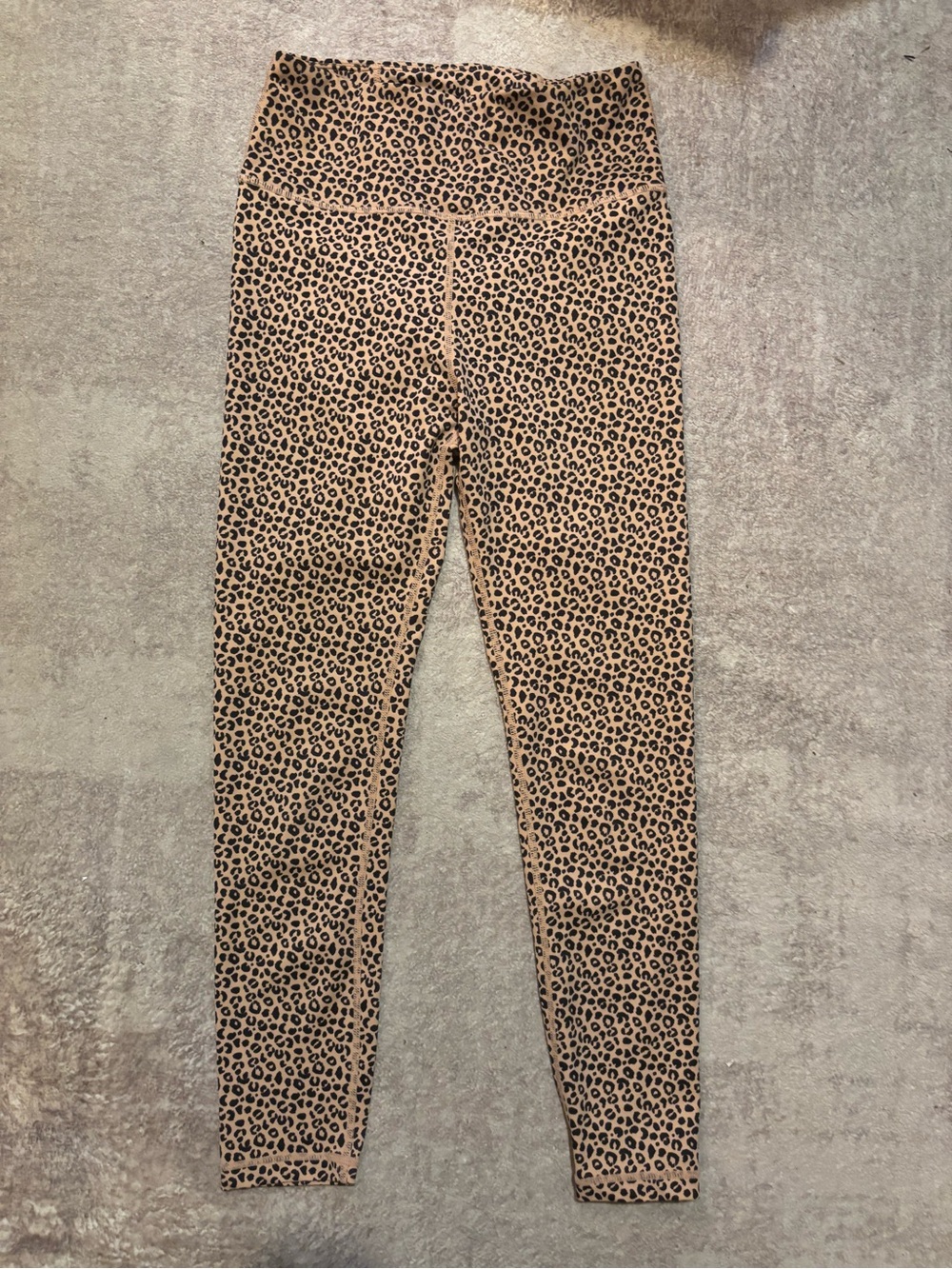 High-Waist Leopard Print Leggings - Tan/Black